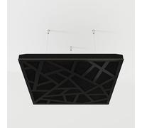 Set di 2 pannelli acustici fonoassorbenti sospesi con tessuto vellutato e kit di montaggio a soffitto | 50x50x5cm | Trattamento acustico per la casa | [SKYROSS - Nero | Nero]
