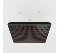 Set di 2 pannelli acustici fonoassorbenti sospesi con tessuto vellutato e kit di montaggio a soffitto | 50x50x5cm | Trattamento acustico per la casa | [WILDS - Wengé | Borgogna]