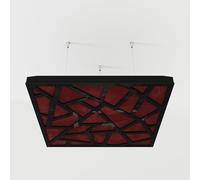 Set di 2 pannelli acustici fonoassorbenti sospesi con tessuto vellutato e kit di montaggio a soffitto | 50x50x5cm | Trattamento acustico per la casa | [SKYROSS - Plastica nera | Borgogna]