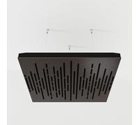Set di 2 pannelli acustici fonoassorbenti sospesi con tessuto vellutato e kit di montaggio a soffitto | 50x50x5cm | Trattamento acustico per la casa | [WAVE - Wengé | Nero]
