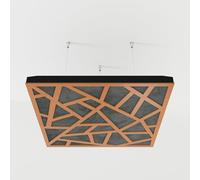 Set di 2 pannelli acustici fonoassorbenti sospesi con tessuto vellutato e kit di montaggio a soffitto | 50x50x5cm | Trattamento acustico per la casa | [SKYROSS - Ciliegio | Grigio]