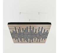 Set di 2 pannelli acustici fonoassorbenti sospesi con tessuto vellutato e kit di montaggio a soffitto | 50x50x5cm | Trattamento acustico per la casa | [WAVE - Sonoma | Blu]