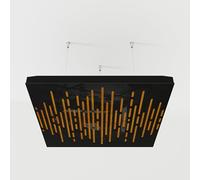 Set di 2 pannelli acustici fonoassorbenti sospesi con tessuto vellutato e kit di montaggio a soffitto | 50x50x5cm | Trattamento acustico per la casa | [WAVE - Plastica nera | Giallo]