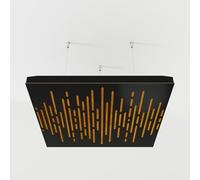 Set di 2 pannelli acustici fonoassorbenti sospesi con tessuto vellutato e kit di montaggio a soffitto | 50x50x5cm | Trattamento acustico per la casa | [WAVE - Nero | Giallo]