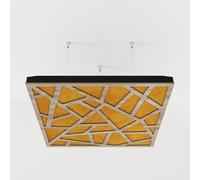 Set di 2 pannelli acustici fonoassorbenti sospesi con tessuto vellutato e kit di montaggio a soffitto | 50x50x5cm | Trattamento acustico per la casa | [SKYROSS - Sonoma | Giallo]