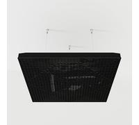 Set di 2 pannelli acustici fonoassorbenti sospesi con tessuto vellutato e kit di montaggio a soffitto | 50x50x5cm | Trattamento acustico per la casa | [WILDS - Plastica nera | Grigio]