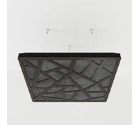Set di 2 pannelli acustici fonoassorbenti sospesi con tessuto vellutato e kit di montaggio a soffitto | 50x50x5cm | Trattamento acustico per la casa | [SKYROSS - Wengé | Grigio]