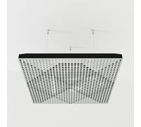 Set di 2 pannelli acustici fonoassorbenti sospesi con tessuto vellutato e kit di montaggio a soffitto | 50x50x5cm | Trattamento acustico per la casa | [WILDS - Plastica bianca | Grigio]