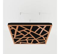 Set di 2 pannelli acustici fonoassorbenti sospesi con tessuto vellutato e kit di montaggio a soffitto | 50x50x5cm | Trattamento acustico per la casa | [SKYROSS - Ciliegio | Nero]