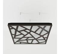 Set di 2 pannelli acustici fonoassorbenti sospesi con tessuto vellutato e kit di montaggio a soffitto | 50x50x5cm | Trattamento acustico per la casa | [SKYROSS - Wengé | Bianco]