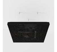 Set di 2 pannelli acustici fonoassorbenti sospesi con tessuto vellutato e kit di montaggio a soffitto | 50x50x5cm | Trattamento acustico per la casa | [WAVE - Plastica nera | Marrone]