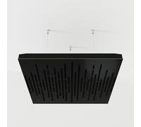Set di 2 pannelli acustici fonoassorbenti sospesi con tessuto vellutato e kit di montaggio a soffitto | 50x50x5cm | Trattamento acustico per la casa | [WAVE - Nero | Nero]