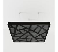 Set di 2 pannelli acustici fonoassorbenti sospesi con tessuto vellutato e kit di montaggio a soffitto | 50x50x5cm | Trattamento acustico per la casa | [SKYROSS - Nero | Grigio]