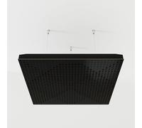 Set di 2 pannelli acustici fonoassorbenti sospesi con tessuto vellutato e kit di montaggio a soffitto | 50x50x5cm | Trattamento acustico per la casa | [WILDS - Nero | Nero]