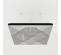 Set di 2 pannelli acustici fonoassorbenti sospesi con tessuto vellutato e kit di montaggio a soffitto | 50x50x5cm | Trattamento acustico per la casa | [WILDS - Plastica bianca | Borgogna]