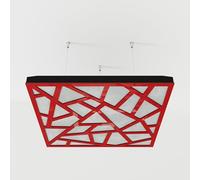 Set di 2 pannelli acustici fonoassorbenti sospesi con tessuto vellutato e kit di montaggio a soffitto | 50x50x5cm | Trattamento acustico per la casa | [SKYROSS - Plastica rossa | Bianco]