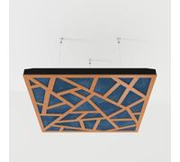 Set di 2 pannelli acustici fonoassorbenti sospesi con tessuto vellutato e kit di montaggio a soffitto | 50x50x5cm | Trattamento acustico per la casa | [SKYROSS - Ciliegio | Blu]