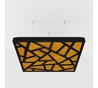 Set di 2 pannelli acustici fonoassorbenti sospesi con tessuto vellutato e kit di montaggio a soffitto | 50x50x5cm | Trattamento acustico per la casa | [SKYROSS - Plastica nera | Giallo]