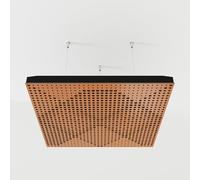 Set di 2 pannelli acustici fonoassorbenti sospesi con tessuto vellutato e kit di montaggio a soffitto | 50x50x5cm | Trattamento acustico per la casa | [WILDS - Ciliegio | Dorato]