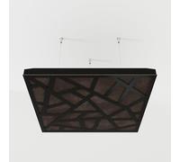 Set di 2 pannelli acustici fonoassorbenti sospesi con tessuto vellutato e kit di montaggio a soffitto | 50x50x5cm | Trattamento acustico per la casa | [SKYROSS - Nero | Marrone]