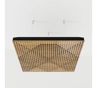 Set di 2 pannelli acustici fonoassorbenti sospesi con tessuto vellutato e kit di montaggio a soffitto | 50x50x5cm | Trattamento acustico per la casa | [WILDS - Rovere | Marrone]