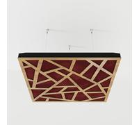 Set di 2 pannelli acustici fonoassorbenti sospesi con tessuto vellutato e kit di montaggio a soffitto | 50x50x5cm | Trattamento acustico per la casa | [SKYROSS - Rovere | Borgogna]