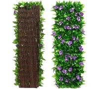 Set di 2 pannelli foglie artificiali, recinzione da giardino, siepe artificiale, traliccio espandibile, pannello decorativo in finta edera, siepi 30 x 180 cm