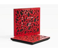 Set di 2 pannelli fonoassorbenti con diffusione | 50x50x5cm | Assorbimento - Diffusione - Riflessione - Insonorizzazione | Plastica perforata: [x2 P3 | Plastica rossa lucida]