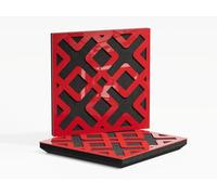 Set di 2 pannelli fonoassorbenti con diffusione | 50x50x5cm | Assorbimento - Diffusione - Riflessione - Insonorizzazione | Plastica perforata: [x2 P25 | Plastica rossa lucida]
