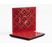Set di 2 pannelli fonoassorbenti con diffusione | 50x50x5cm | Assorbimento - Diffusione - Riflessione - Insonorizzazione | Plastica perforata: [x2 P8 | Plastica rossa lucida]