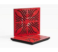 Set di 2 pannelli fonoassorbenti con diffusione | 50x50x5cm | Assorbimento - Diffusione - Riflessione - Insonorizzazione | Plastica perforata: [x2 P20 | Plastica rossa lucida]