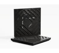 Set di 2 pannelli fonoassorbenti con diffusione | 50x50x5cm | Assorbimento - Diffusione - Riflessione - Insonorizzazione | Plastica perforata: [x2 P1 | Plastica nera lucida]