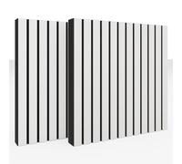 Set di 2 Pannelli fonoassorbenti per assorbimento e diffusione acustico | 50x50x5cm | Assorbimento - Diffusione - Riflessione | Controllo del rumore e riduzione de [x2 SLATO | Bianco]
