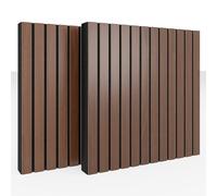 Set di 2 Pannelli fonoassorbenti per assorbimento e diffusione acustico | 50x50x5cm | Assorbimento - Diffusione - Riflessione | Controllo del rumore e riduzione de [x2 SLATO | Noce]
