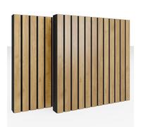 Set di 2 Pannelli fonoassorbenti per assorbimento e diffusione acustico | 50x50x5cm | Assorbimento - Diffusione - Riflessione | Controllo del rumore e riduzione de [x2 SLATO | Rovere]