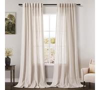 Set di 2 pannelli per tende semitrasparenti in lino extra lunghi da 365,8 cm con linguette posteriori, tende da fattoria neutre filtranti la luce, 365,8 cm di lunghezza per finestra di terrazza, porta