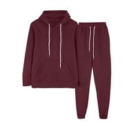 Set di 2 pantaloni sportivi da donna, da jogging, da donna, con cappuccio e pantaloni da jogging caldi e invernali, a maniche lunghe, in pile largo, con coulisse, abbigliamento tinta unita, casual