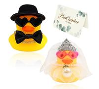 Set di 2 Paperelle di Gomma Sposa e Sposo per Matrimonio, Decorazioni Auto e Torta Nuziale, Bomboniera e Souvenir Nozze, Regalo Originale per Coppie, Paperella Bagno Feste Addio al Nubilato/Celibato