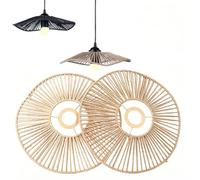 Set Di 2 Paralumi Boho Effetto Rattan, Paralume A Sospensione Lampada Da Soffitto Intrecciata Paralume In Corda Di Carta Naturale for Soggiorni, Ristoranti E Altri Luoghi(Beige)