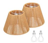 Set di 2 paralumi in rattan piccoli, per lampade da tavolo, 5,5 pollici superiore x 10 pollici inferiore x 6,6 pollici di altezza, visualizzazione in vimini di ricambio per camera da letto, tessuto