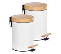 Set di 2 pattumiere con pedale e coperchio verniciato bianco Ecosmart