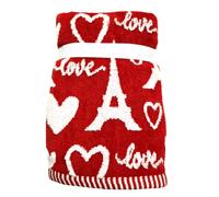 Set Di 2 PC Valentine Rosso, Bianco Heart, Love, Eiffel Tower 100% Cotone Mano