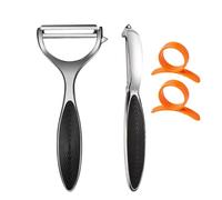 Set di 2 pelapatate in acciaio inox, a forma di Y e I, lama affilata, pelapatate per verdure con manico ergonomico antiscivolo e lama affilata per pomodori, carote e frutta