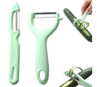 Set di 2 Pelapatate Professionali a Y e Verticale a I, Pela Patate e Verdure in Acciaio Inox e PP con Lama Seghettata e Rimuovi Germogli per Cucina, Verde