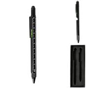 Set di 2 penne multiuso 9 in 1, con luce LED, cacciavite, apribottiglie, stilo, livello, righello, gadget fai da te, confezione regalo per uomini, papà, mariti