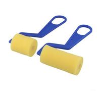 Set di 2 pennelli a rullo in spugna per bambini, strumenti per pittura in schiuma gialla e blu con manico in plastica, forniture per progetti fai da te per mani piccole, rulli da 7 cm e 4 cm inclusi