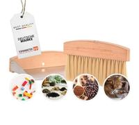 Set di 2 pennelli da tavolo in legno e metallo, mini pala e scopa, spazzola da tavolo in legno di faggio e lamiera zincata, per tavolo, cucina e giardino, set di pulizia piccolo, pratico