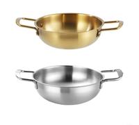 Set di 2 pentole per ramen coreane in acciaio inox con doppia maniglia per pentole calde e pasta, lucidate per la superficie, resistenti al calore e lavabili in lavastoviglie, compatibili con i tipi