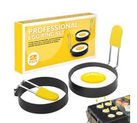 Set di 2 per uova rotondi, 2 pezzi, forma rotonda per muffin inglesi | professionali rotondi per pancake per uova di qualità alimentare con manico anti-scottatura per colazione