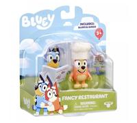 Bluey and Bingo Fancy Restaurant 2 Figure Playset Pack Articolato 6,3 cm Action Figure Include Menu Giocattolo e Cappello da Chef Giocattolo Ufficiale da Collezione